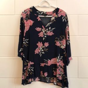 Tribal floral peplum blouse size medium